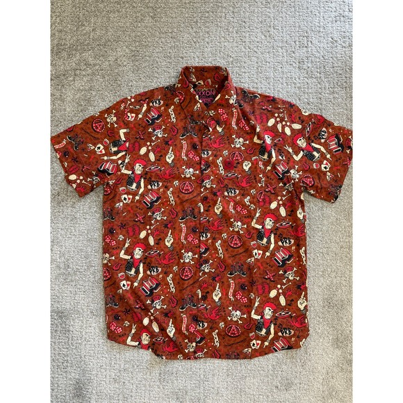 DIXXON Flannel Co. Other - DIXXON Punk Rock Bowling Graphic Short Sleeve Button Up Shirt Red Black Large